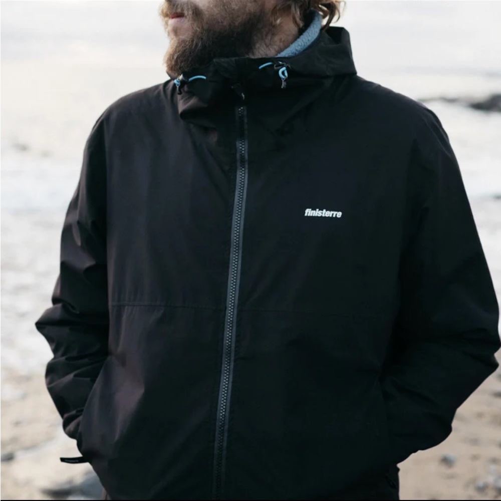 Finisterre Men's Black Hooded Windbreaker